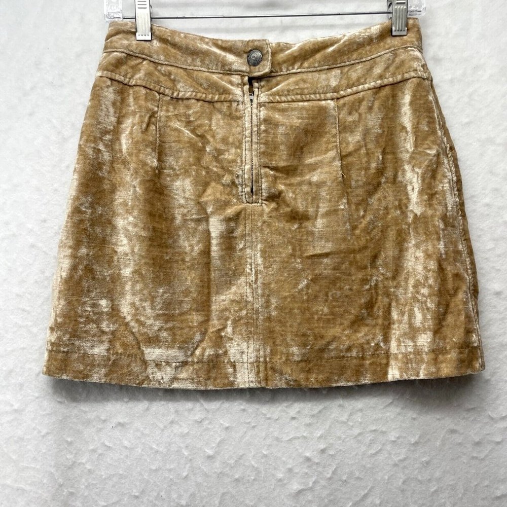 Free People Velvet Sand A-Line Mini Skirt Size 2